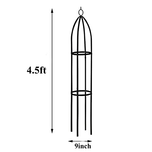 Ewer Garden Obelisk For Climbing Outdoor Plants Wrought Iron Metal Trellis Flower Support For Climbing Vines, Rose And Plants, Outdoor Black Steel Tall Tower, 55Inch #TOP2