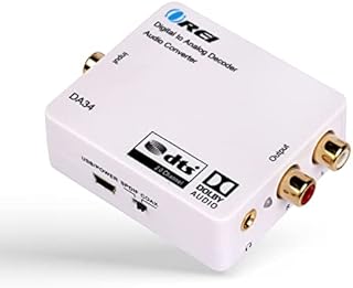 Digital to Analog Audio Decoder by OREI, Convert Decode Dolby Digital Audio SPDIF/Coaxial 5.1-Channel Input to RCA L/R/3.5mm Headphone Output Converter - DA34