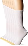 Gold Toe Women's Casual Ribbed Crew Socks, 6 Pairs, White, Shoe Size: 8-13