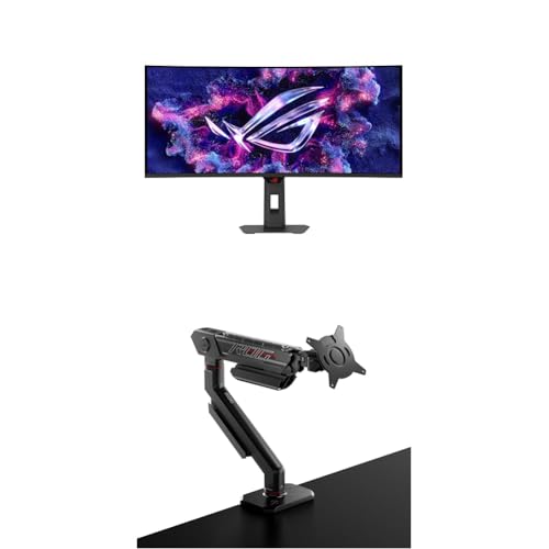 Image of Bundle of ASUS ROG Strix 34 inch Ultrawide QD-OLED HDR Gaming Monitor XG34WCDG, 175Hz, 0.03ms, OLED Care Pro, True 10-bit, G-SYNC + ASUS ROG Ergo Monitor Arm (AAS01) - Monitor Mount with Cable Management
