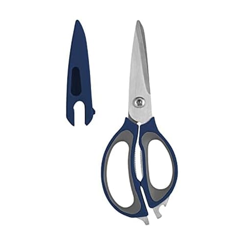Farberware 4-in-1 Kitchen Scissors with Sheath, Navy and Grey - image 1