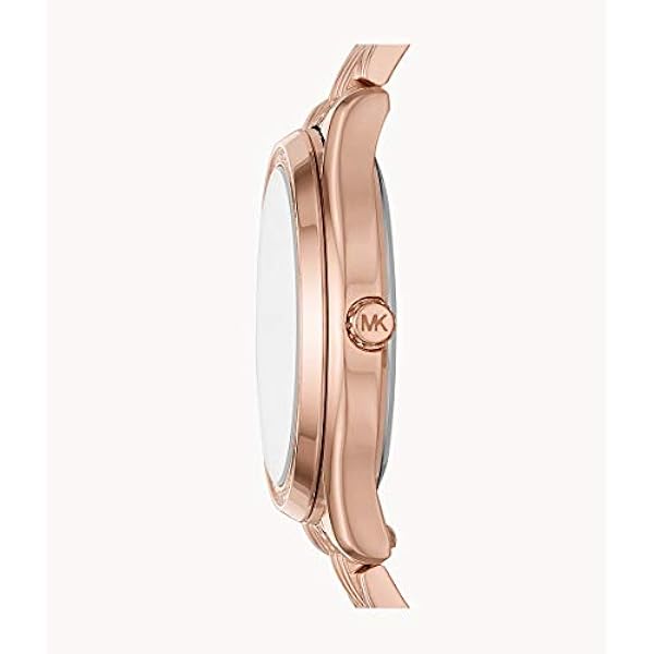 Michael Kors 7085 stenar utsmyckad rund rostfritt stål analog klocka för kvinnor – roséguld, Guld, klänning