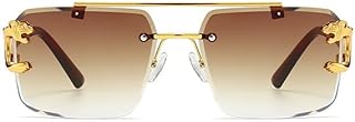 IMSZZ Men Women Retro Luxury Rimless Sunglasses UV Protected Desire Eyewear Vintage Sunglass Stylish Goggles, Brown,Medium...
