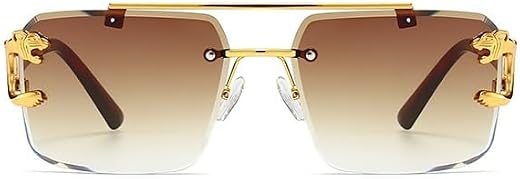 IMSZZ Men Women Retro Luxury Rimless Sunglasses UV Protected Desire Eyewear Vintage Sunglass Stylish Goggles, Brown,Medium...