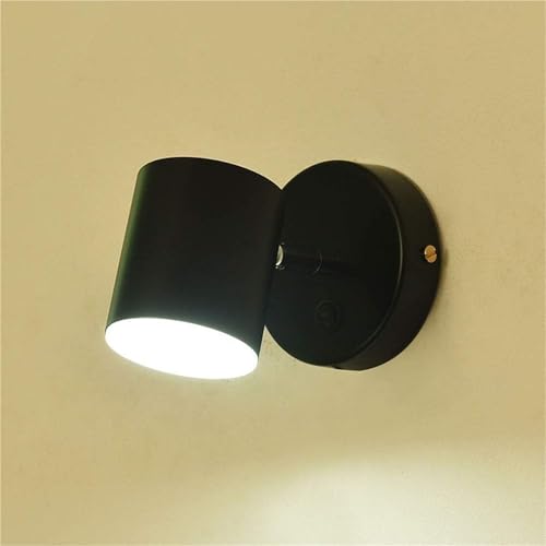 Modern LED Wall Sconce, 5W Metal Lamp, Adjustable 3 Color Temperature, Decorative Indoor Lighting for Living Room & Bedroom, Ideal Headboard Reading Light - T-155 Black