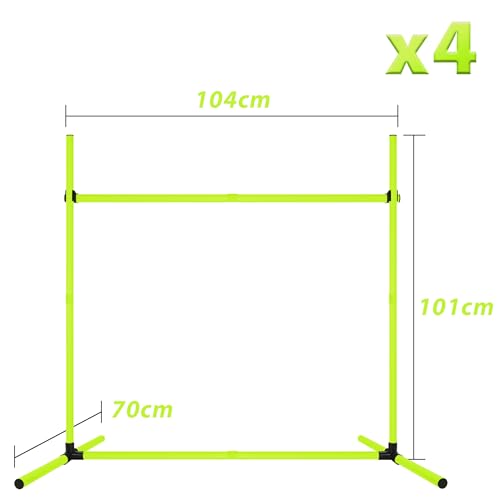 ACXIN Agility Set Hürdenset Hundetraining Zubehör mit 4 Stück Hürden, Slalom Stangen Agility-Ausrüstung für Hunde - Einfach zu transportieren, Höhenverstellbar Inklusive Tasche, 104x70x101cm, Grün