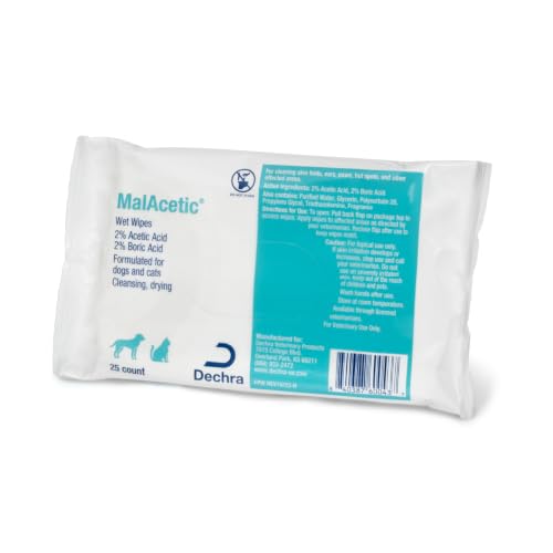MalAcetic Wet Wipes for Dogs and Cats 25 Count