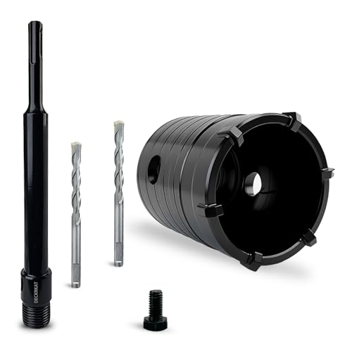 DECKRKAT 2' Concrete Hole Saw Kit,Electroplated Black Quenching Tech,Heavy-Duty Thickened Alloy Teeth,SDS Plus Shank & 2 Center Bits for Concrete,Brick,Stone.