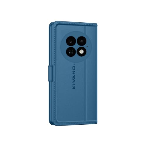 Image of KIVANO LUXE Compatible for OnePlus 13 5G Luxury Handmade Leather Magnetic Flip Folio Case | Card Holder & Kickstand | Slim Protective Cover | Unisex - Blue