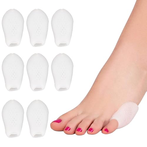 8 correctores de juanetes blancos con separador, protectores de dedo meñique para aliviar el dolor de pies, almohadillas transpirables para ampollas