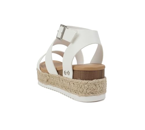 Image of Soda Top Shoe Bryce Open Toe Buckle Ankle Strap Espadrilles Flatform Wedge Casual Sanda