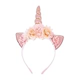 PACKOVE ユニコーン仿真花カチューシャ 軽量製 パーティーヘッドアクセサリー 子供用誕生日祝い 女子向け フェスティバル衣装
