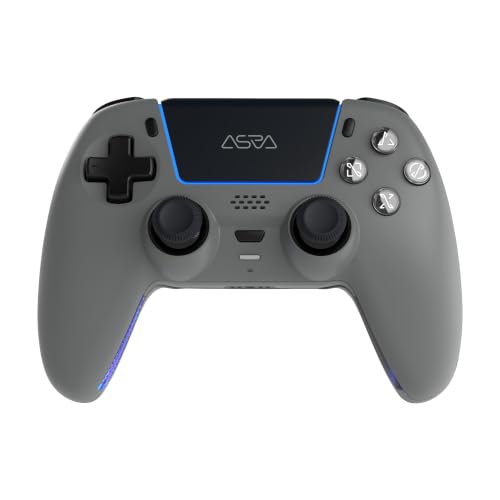 ASRVA Grey Wireless Gaming Controller Compatible with PlayStation 5, PC, Steam, Hall Effect Joystick &amp; Triggers, 1000mAh, 6-Axis Gyro, Programmable Back Buttons