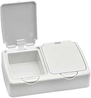 Skyzone Desktop Storage Box,Small Plastic White Storage Containers Box with Lids Two Squares Mini Box for Storage Small Items,Beads,earplug,Crafts, Jewelry, Hardware in Home office