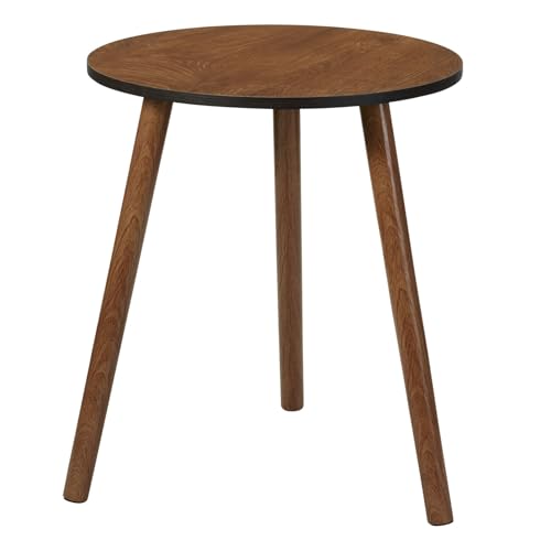 Carousel Home Round Wooden Side Table | Dark Wood Effect Pedestal Accent End Table for Living Room, Bedroom or Hallway - 40x41cm