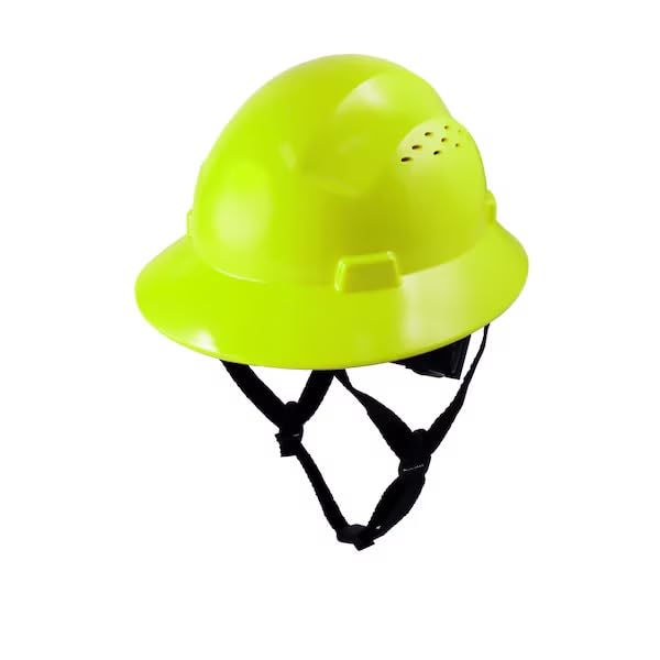 Vented Hard Hat, HDPE, 4 Point Ratchet, Type 1, Class C, Hi-Vis Green, Mfr: GH328HN-A