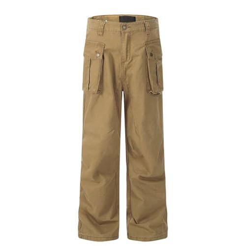 Men's Pants Loose Spring Fall American Retro Wide Leg Straight Leg Cargo Trouser for Men3