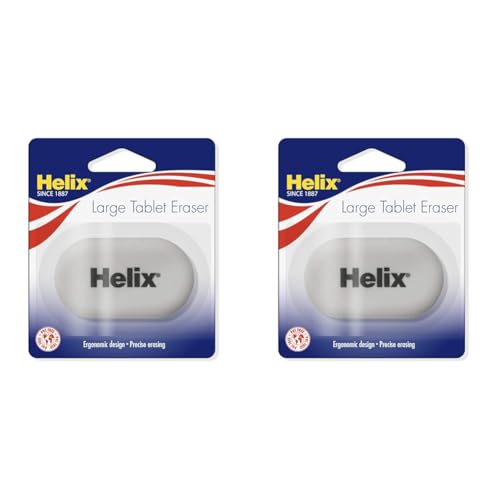 Helix Large Tablet Eraser, 102801, White (Pack of 2)