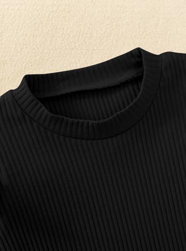 Toddler Girls Long Sleeve Shirts Ribbed Ruffle Sleeve Top Casual Tee Blouse3