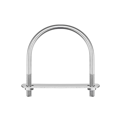 Image of uxcell Round U-Bolts, 5 Sets 62mm(2.44 inch) Inner Width 80mm Length M6 304 Stainless Steel U Clamp Bolt with Nuts Washers and Plates, for Boat Trailer