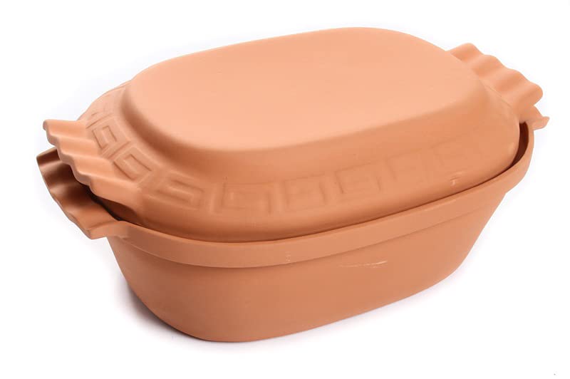 R.G. Diable Garc Römertopf 6L KRY, Cocotte en Terre Cuite Naturelle pour Pain et Rôtis, Plat de Cuisson Vapeur en Céramique Terrakotta, Traditionnel