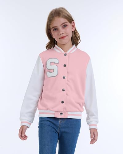 Girls Baseball Varsity Jacket Kids Clothes Fall Winter Bomber Jackets Cute Clothes For Girl Size 8-123