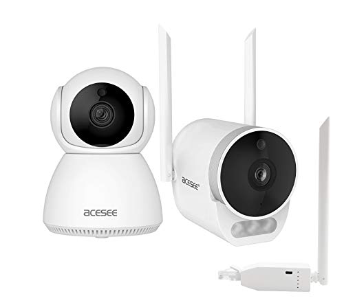  2 Überwachungskamera mit WLAN Repeater, WLAN IP Kamera, 1080P Überwachungskamera Aussen Überwachungskamera Innen, Nachtsicht in Farbe,
