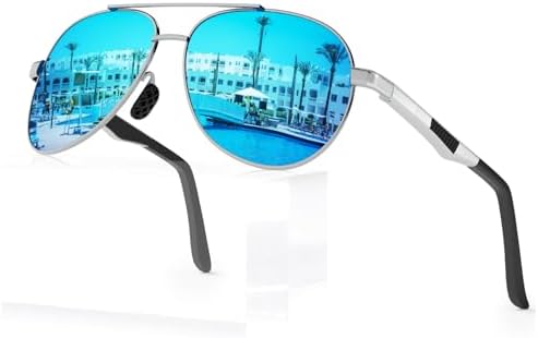 Polarized Sunglasses Men Womens Al-Mg Alloy Frame Spring Hinges Pilot Military Style UV400 Protection Driving