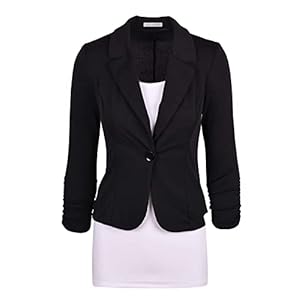 Auliné Collection Women’s Casual Work Solid Color Knit Blazer Black Medium