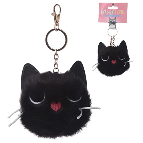 Puckator  Porte-clés Pompon Feline Fine-Chat Noir Porte-clés Adultes Unisexe, Multicolore (Multicolore), Taille Unique Cover