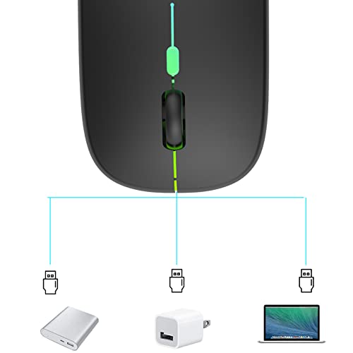 TQQ Maus Kabellos, 2,4 GHz-USB funkmaus, Bluetooth Maus, 1600 DPI Optical Tracking, Wiederaufladbare LED-Dual-Modus Mouse für Laptop, PC, iOS, Android, iPad, Windows