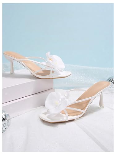 Image of MakeMeChic Women's Open Toe Floral Kitten Heels Flower Summer Beach Sandals