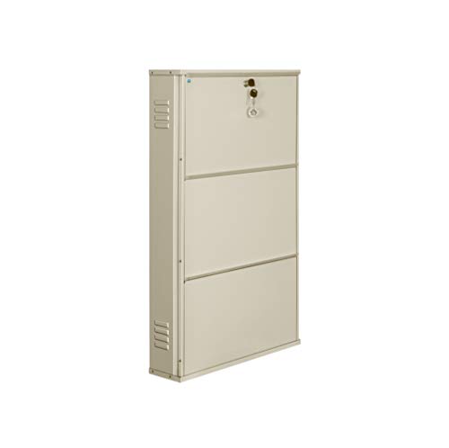 Image of DELITE KOM Wall Mounted Metal Shoe Rack (Ivory, 3 Shelves, 24 Inches)
