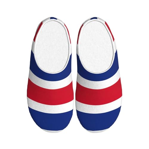 Cozy Flag of Costa Rica print Slippers Indoor and Outdoor Fuzzy House Shoes Anti-Skid Sole Gifts for Women Indoor Scuff