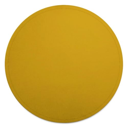 Couverture ronde flanelle jaune moutarde imprimée un seul côté 140 cm - 2