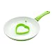 Produktbild Tectri 26 cm Bratpfanne, Keramik Pfanne mit abnehmbarem Griff Induktionsgeeignet Bratpfanne Antihaftbeschichtet Kratzfest Spülmaschinenfest Inkl. 1 x Silikon Spiegeleiform - Weiß & Grün