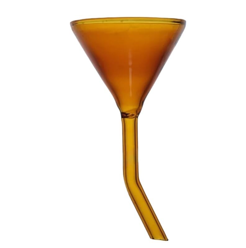 10PCS Glass Triangle Funnel Set - 40mm & 50mm Bent Neck Funnels for Lab Use, Brown Digestion Tubes(Short 60mm)