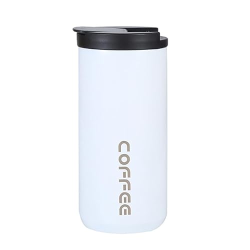 サーモス、コーヒーカップ Tasydi 400/550ml、断熱??、ストロー、ドリンクスルー、二重壁、大容量、真空断熱、漏れ防止、蓋付き、軽量、持ち運びに便利、お手入れ簡単、男女兼用、広口 (400ml,白)