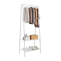 JF HOME BLISS Clothes Rack Metal Clothes Rack with 2 Tiers Storage Rack A-Shape Thickened Hanging Pole Cloak Rack For Clothes Shoes Storage Storage For Living Room Bedroom Laundry Room (White)