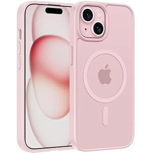 FNTCASE for iPhone 15 Case: for iPhone 14 & iPhone 13 Case | Magnetic Frosted Translucent Slim Shockproof Cell Phone Cover | Military Grade Protection Drop Proof Tough Protective Cases – Pink