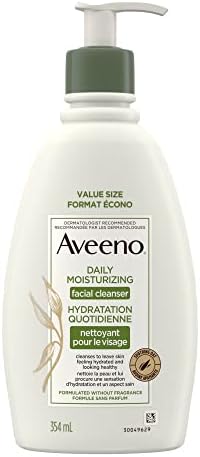 Aveeno Daily Moisturizing Facial Cleanser – Oat Face Wash – Daily Cleanser – Fragrance Free, 354 mL, white