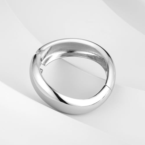 HZMAN Chunky Silver/Gold Bracelets for Women Thick Wide Bangle Bracelet Irregular Open Hinge Wrist Cuff Bracelet Jewelry Gift4