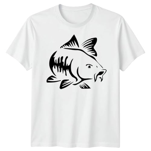 Image of Mens Carp Fish Funny Fathers Day T-Shirt Tee Best Dad Ever Papa Life Daddy Gift #FD - 5XL White