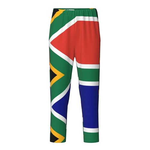 TTYDOKLA Joli pantalon de pyjama imprimé drapeau sud-africain, parfait pour les loisirs, les moments en famille, le sport et les fêtes à thème, Noir , XS(5-6)