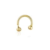 14K Gold 16G Horseshoe Septum Ring Internally Threaded,Titanium Horseshoe Ring for Nose Lip Ring Car
