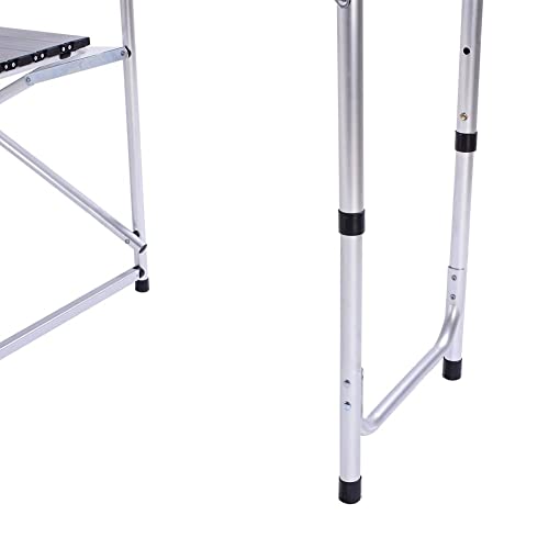 Camp Solutions Camp Kitchen Table With Storage Organizer, Outdoor Cooking Table, Grill Tables For Outdoor,Portable Aluminum Windscreen Hooks For Bbq, Party (White) #TOP7