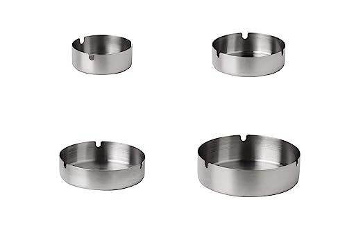 LUTFI Cendriers Cendriers durables en Acier Inoxydable, 4 pièces, for Les Tables à Cigarettes, Mettre des Cendres de Cigarettes, Taille Mixte, Argent Bar-Restaurant