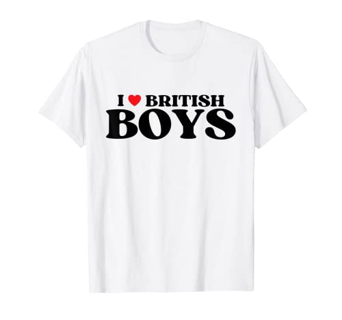 Funny i love british boys i red heart british boys britannico maglietta