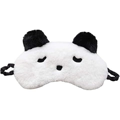 H HOMEWINS Sleep Mask Ultra Soft Skin-Friendly Natural Silk & Plush 3D Cute Animal Design Eye Cover Travel Sleeping Adjustable Eye Mask for Kids and Adults (Panda) Cover