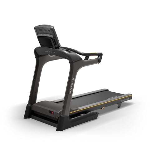 Image of Matrix Fitness TF50 Treadmill with XIR | 16 inch Touchscreen (WiFi+BT+HDMI) | Club-Quality Folding Treadmill for Running, 5K & Marathon | Heavy-Duty Frame, Extra-Thick 20 inchx60 inch Deck, Industrial Cushioning